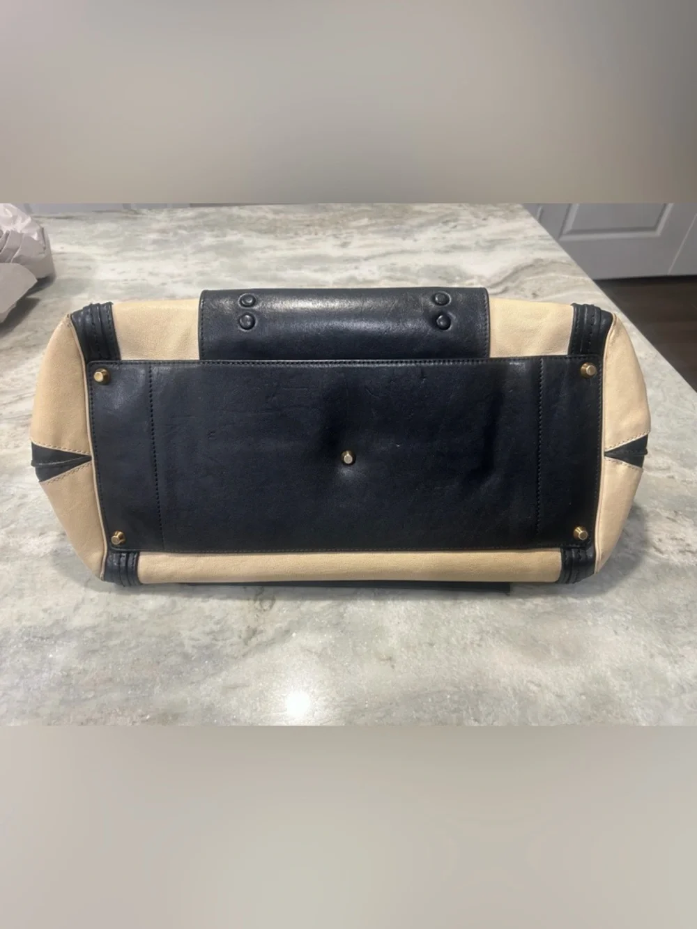 Chloe Black & Cream Leather Top-Handle Satchel - Picture 10 of 10